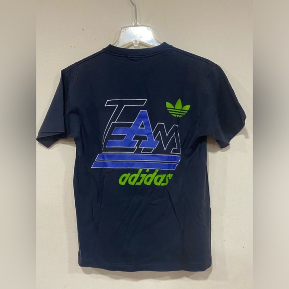 Vintage 80s Adidas Double Sided Art Tee Size Small Single Stitch - Picture 1 of 4